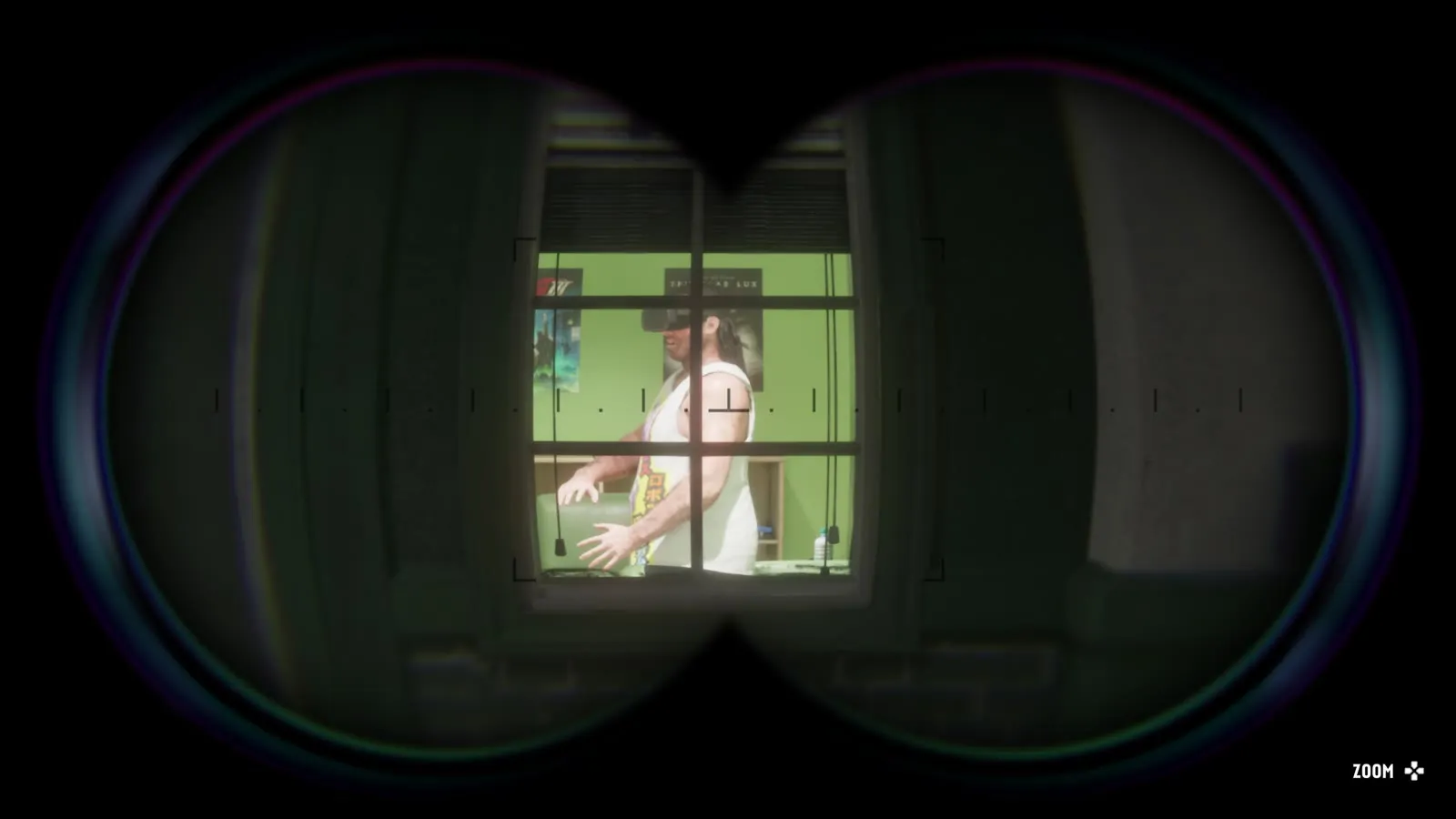 Слежка в бинокль — GTA 6, Вид через бинокль на окно