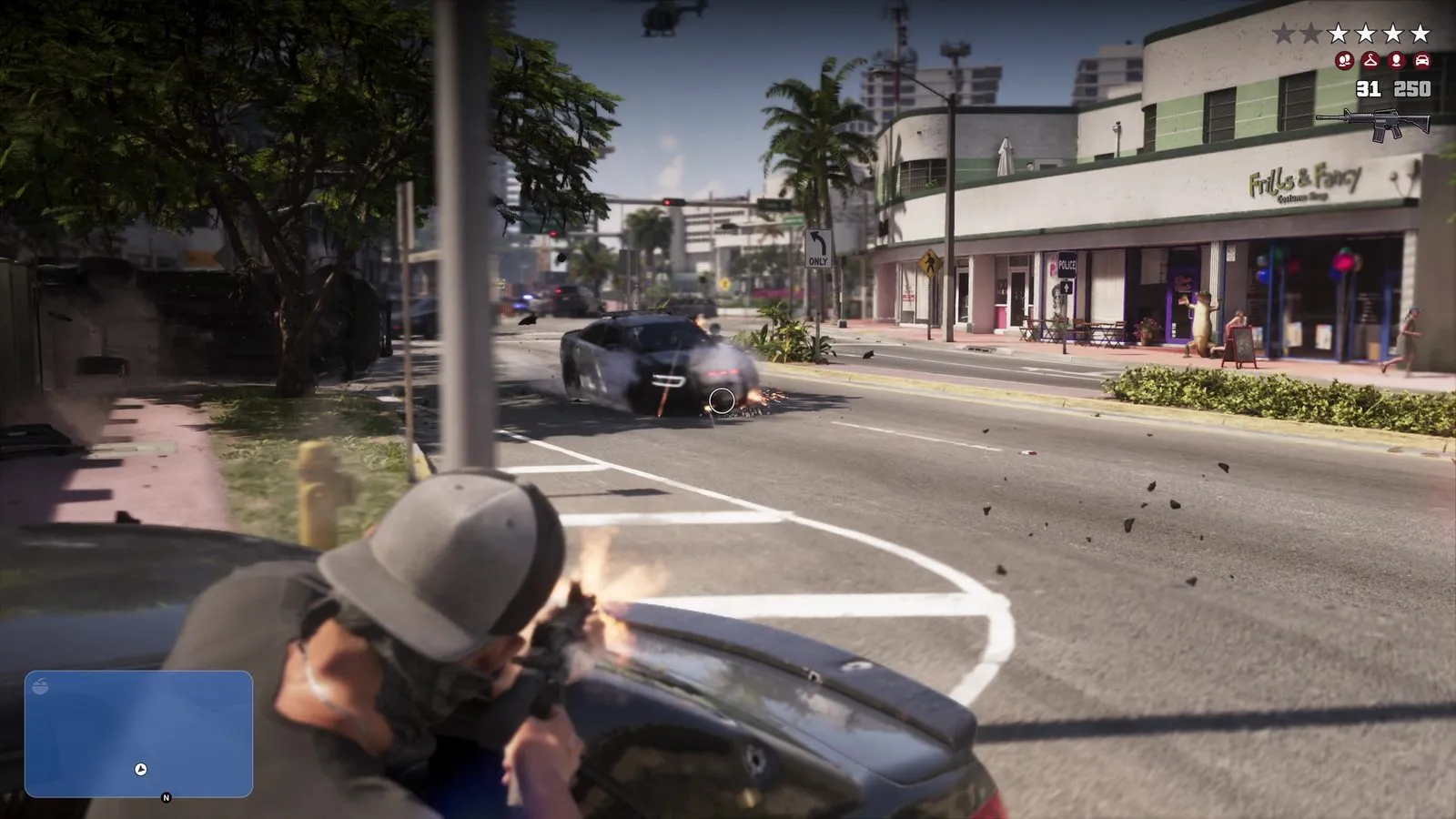Полицейская машина в погоне по улице Вайс-Сити — GTA 6