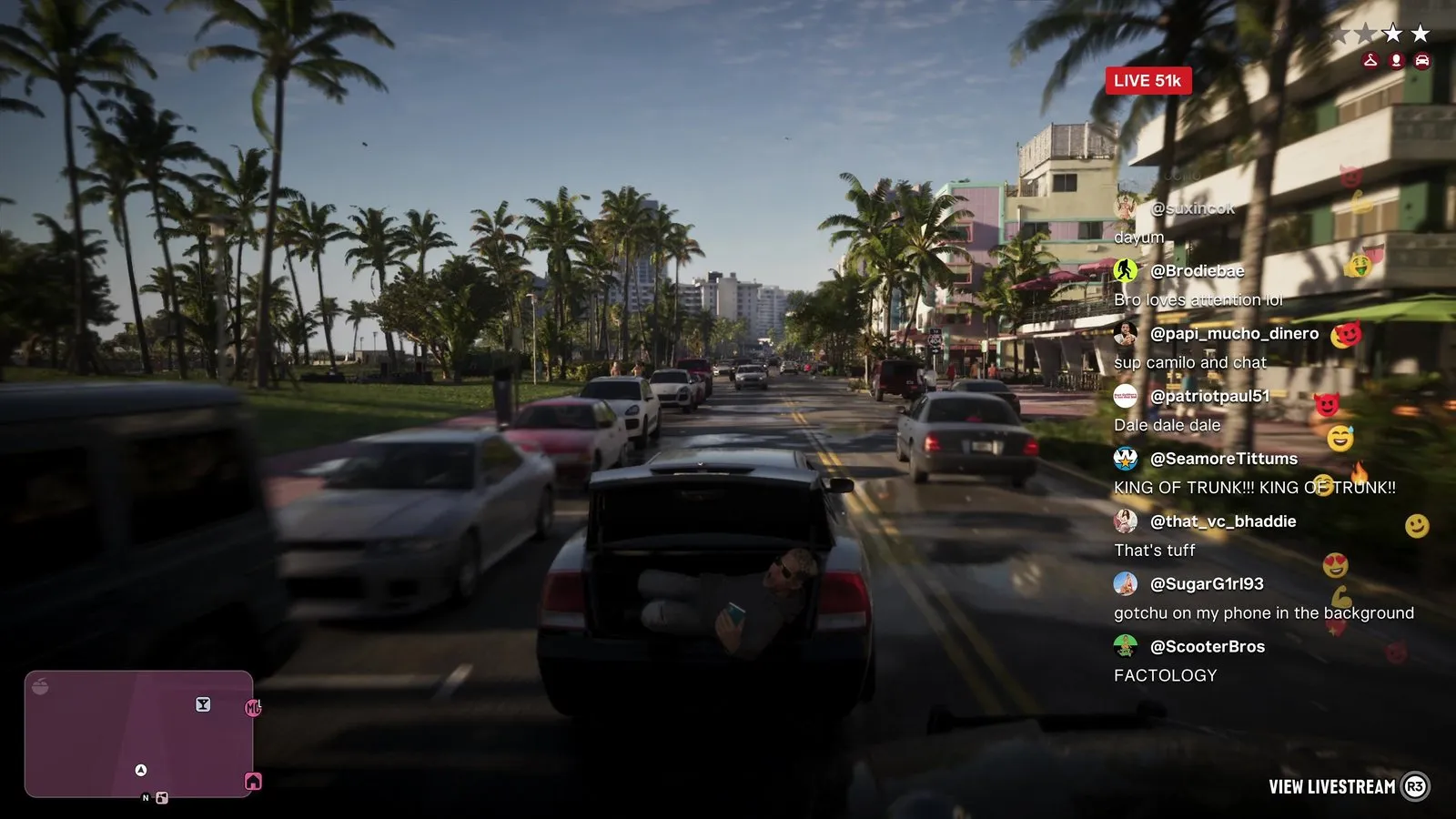 Стрим из багажника: «LIVE 51k» и чат · «Расширенный показ» GTA 6 — GTA 6